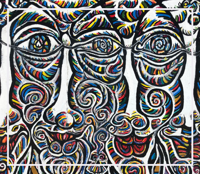 abstract impressionist drawing of faces